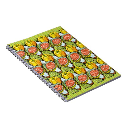 Pompoenen, soep en gestripte achtergrond notitieboek (Rechterzijde)