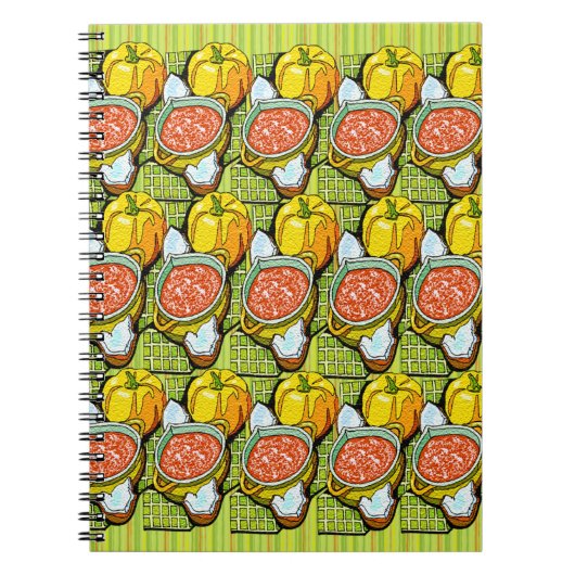 Pompoenen, soep en gestripte achtergrond notitieboek (Voorkant)