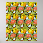 Pompoenen, soep en gestripte achtergrond poster (Voorkant)