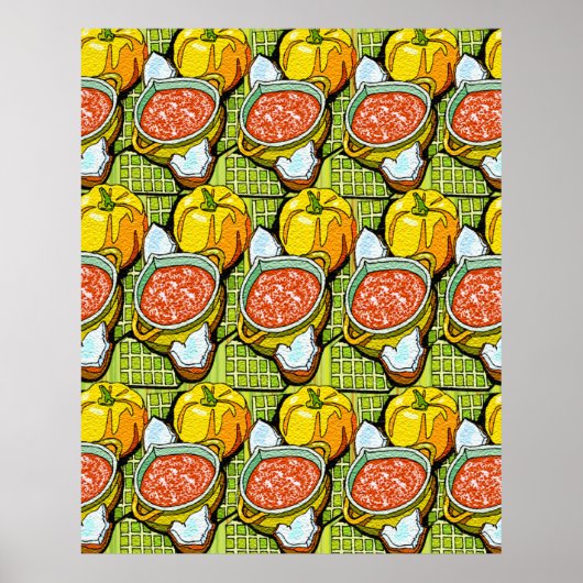 Pompoenen, soep en gestripte achtergrond poster (Voorkant)