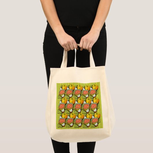 Pompoenen, soep en gestripte achtergrond tote bag (Voorkant (product))
