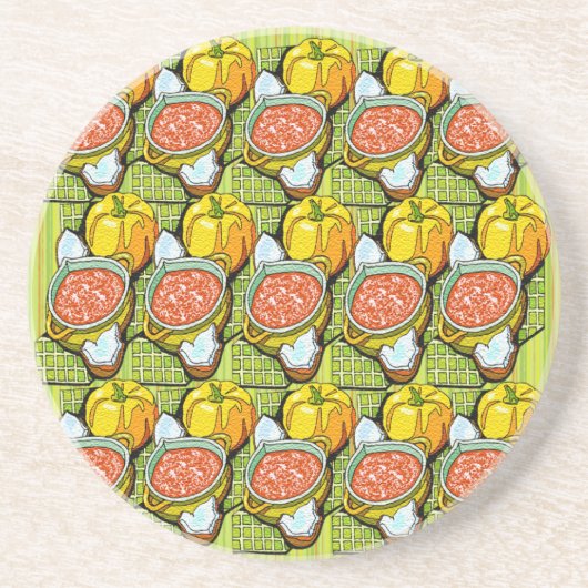 Pompoenen, soep en gestripte achtergrond zandsteen onderzetter (Voorkant)