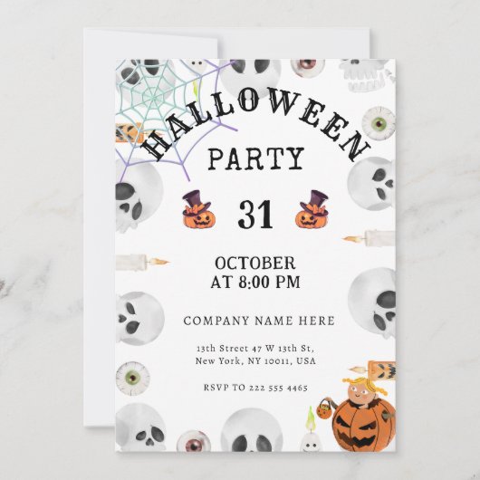 pompoenen | Spider Web Halloween Kantoor Party Wit Kaart (Voorkant)