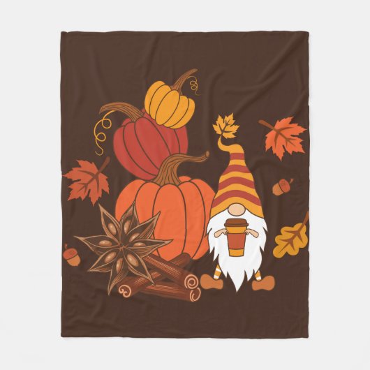 Pompoenen, steranijs, kaneelstokjes, herfstlev fleece deken (Voorkant)