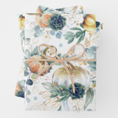 Pompoenen Succulenten Goud Groen Eucalyptus Herfst Inpakpapier Vel (In situ)