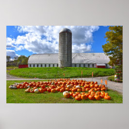 Pompoenen te koop bij Pennsylvania Farm Barn Poster