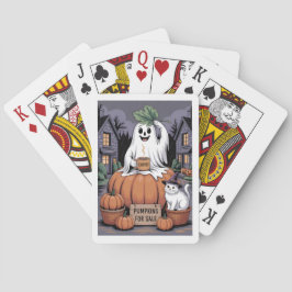 Pompoenen te koop & Cafeïne Ghost met Cat V2 Pokerkaarten
