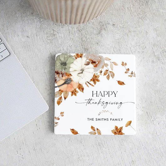 Pompoenen Thanksgiving Dinner Vierkante Papieren O Kartonnen Onderzetters