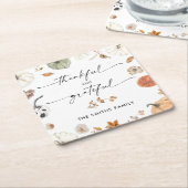 Pompoenen Thanksgiving Dinner Vierkante Papieren O Kartonnen Onderzetters (Schuin)