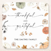 Pompoenen Thanksgiving Dinner Vierkante Papieren O Kartonnen Onderzetters (Voorkant)