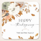 Pompoenen Thanksgiving Dinner Vierkante Papieren O Kartonnen Onderzetters (Voorkant)