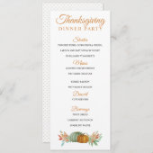 Pompoenen Thanksgiving Herfst Diner Menu Kaart (Voorkant / Achterkant)