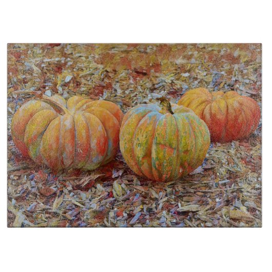 Pompoenen Thanksgiving Kunst Glas Snijplank (Voorkant)