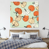 Pompoenen: Thanksgiving naadloos patroon. Canvas Afdruk (Insitu (Slaapkamer))