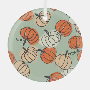 Pompoenen: Thanksgiving naadloos patroon. Glas Ornament