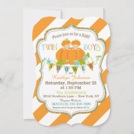 Pompoenen Twin Boys Herfst Baby Shower-uitnodiging Kaart