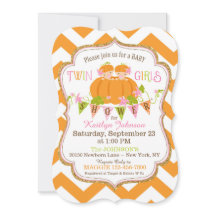 Pompoenen Twin Girls Herfst Baby Shower Invitation