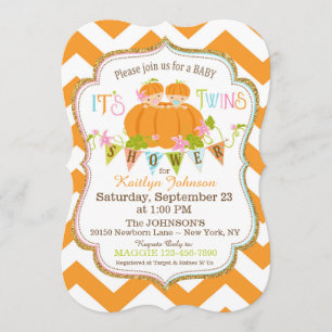 Pompoenen Twins Herfst Baby Shower Invitations Kaart