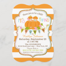 Pompoenen Twins Herfst Baby Shower Invitations