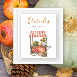 Pompoenen vallen baby shower - drankjes poster