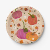 Pompoenen vallen bladeren papieren bordje (Voorkant)
