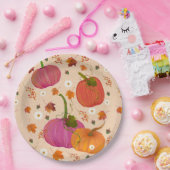 Pompoenen vallen bladeren patroon papieren bordje (Feest)