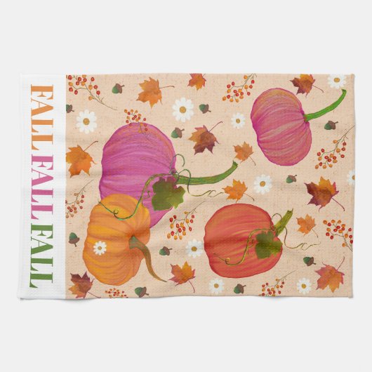 Pompoenen vallen bladeren patroon theedoek (Horizontaal)