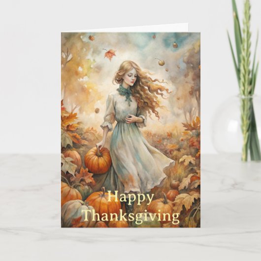 Pompoenen verzamelen feestdagen kaart (Voorkant)