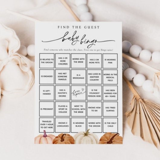 Pompoenen Vind de Gast Baby Bingo Game Kaart