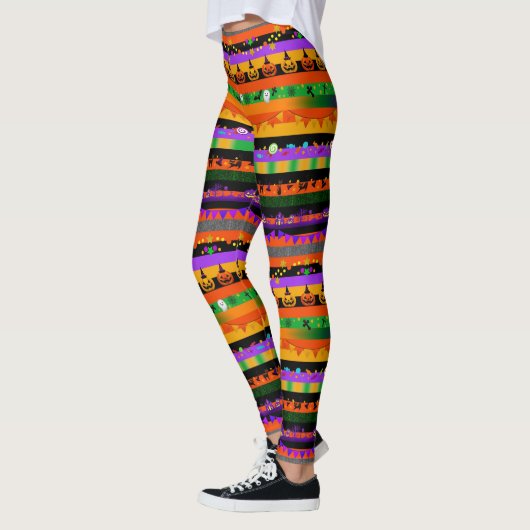 Pompoenen, Vleermuizen en Halloweenfeest Leggings (Links)