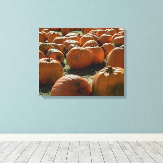 Pompoenen voor Halloween Canvas Afdruk (Insitu (Houten vloer))