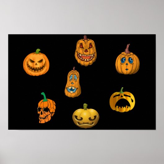Pompoenen voor Halloween. Poster (Voorkant)