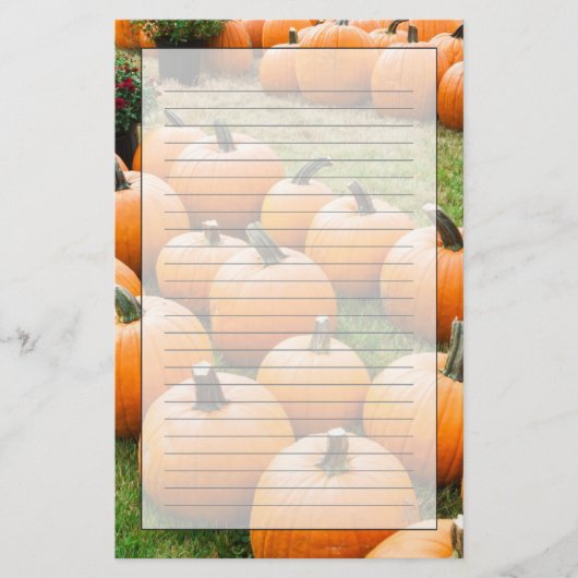 Pompoenen voor verkoop op de markt van een boer briefpapier (Voorkant)