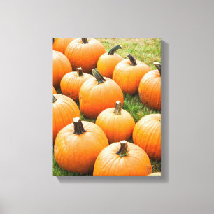 Pompoenen voor verkoop op de markt van een boer canvas afdruk