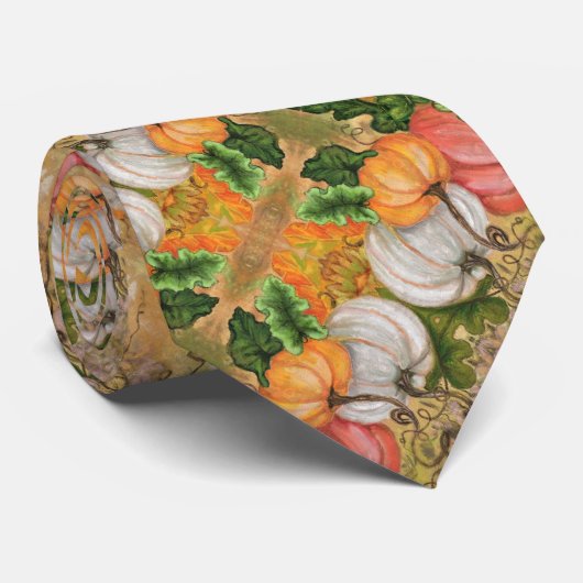 Pompoenen - Waterverf Art - Stropdas (Opgerold)