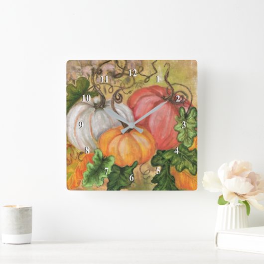 Pompoenen - Waterverf Art Vierkante Klok (Huis)