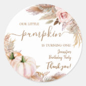 Pompoenen Waterverf Boho Meisjes Herfst 1e Verjaar Ronde Sticker (Voorkant)