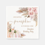 Pompoenen Waterverf Boho Meisjes Herfst 1e Verjaar Servet (Voorkant)