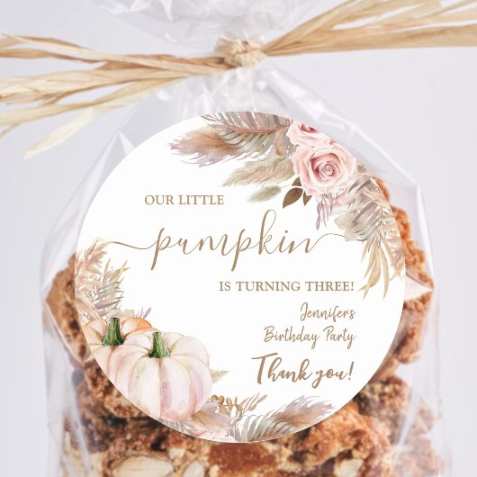 Pompoenen Waterverf Boho Meisjes Herfst 3e verjaar Ronde Sticker