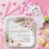 Pompoenen Waterverf Boho Meisjes Herfst 5e verjaar Papieren Bordje (Feest)