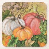 Pompoenen - Waterverf Kartonnen Onderzetters (Voorkant)