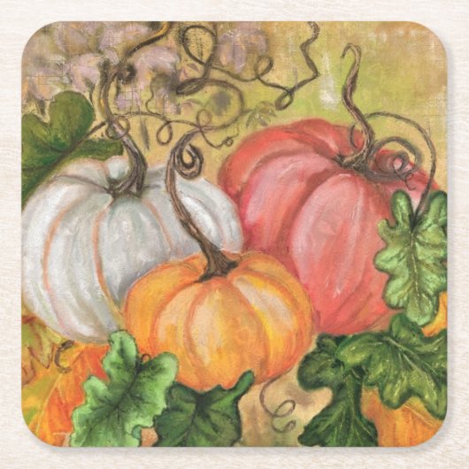 Pompoenen - Waterverf Kartonnen Onderzetters (Voorkant)