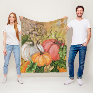 Pompoenen - Waterverf kunst Fleece Deken