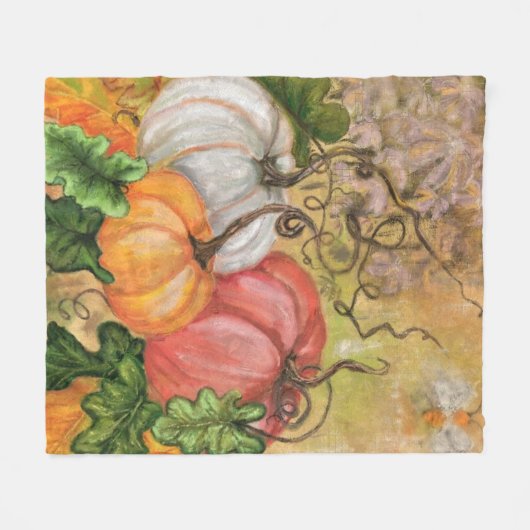 Pompoenen - Waterverf kunst Fleece Deken (Voorkant (Horizontaal))