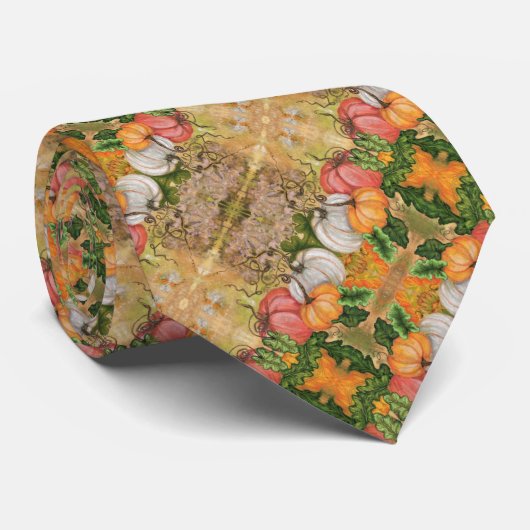 Pompoenen - Waterverf kunst Stropdas (Opgerold)