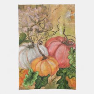 Pompoenen - Waterverf kunst Theedoek