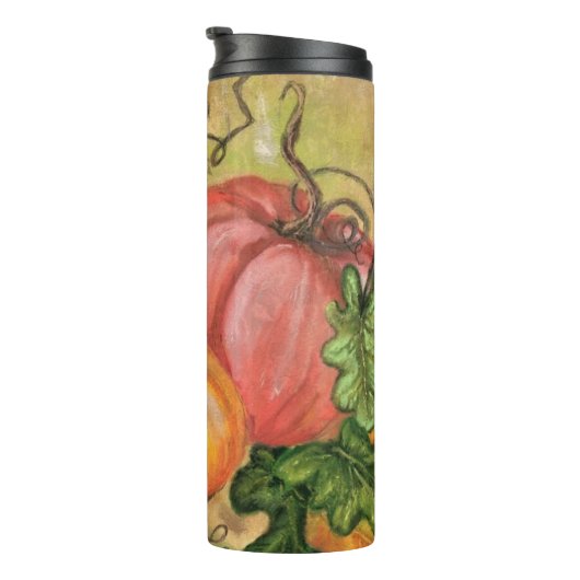 Pompoenen - Waterverf kunst Thermosbeker (Geroteerd rechts)