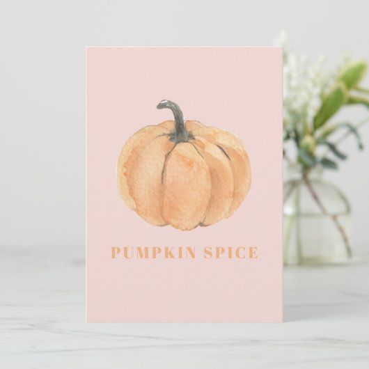 Pompoenen Waterverf pompoen | Oranje en roze Feestdagenkaart (Staand voorkant)