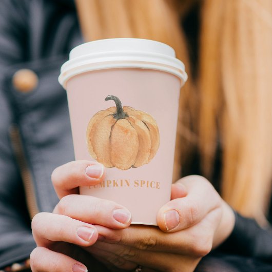Pompoenen Waterverf pompoen | Oranje en roze Papieren Bekers