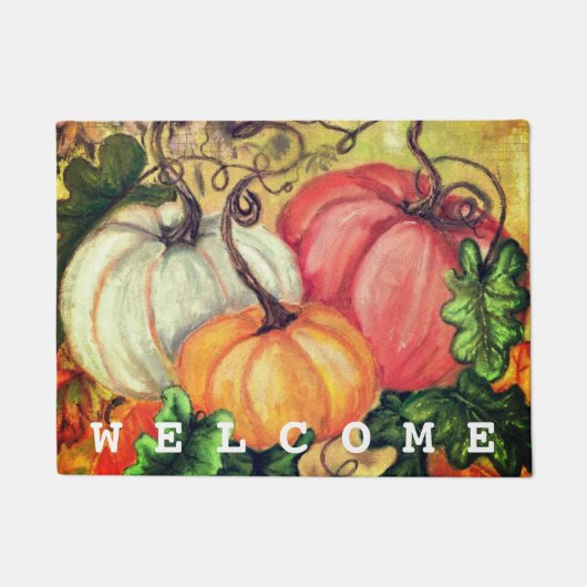 Pompoenen - Waterverf - Welkom Deurmat (Voorkant)